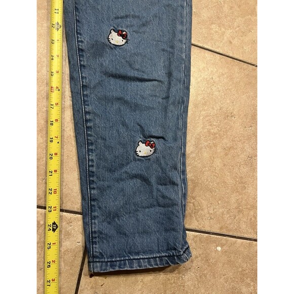 Hello Kitty Jeans Womens 28 Lazy Oaf Sanrio Blue Denim AOP Pants Apathetic Appar - Picture 10 of 13